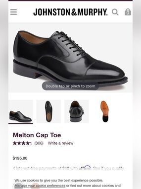 Johnston & Murphy Melton Cap-Toe Oxford - Black